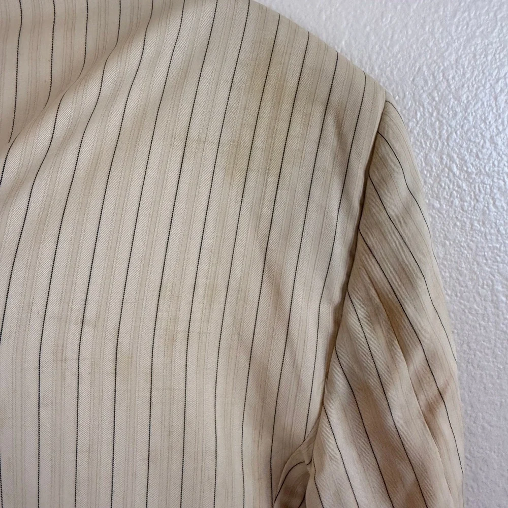 Extrema by Zanetti Blazer 52L Cream Pinstripe‎ Fair Wool Italy (Need Dry Clean)